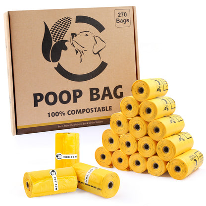 Certified Compostable Dog Poop Bags| 270 bags | Maize Yellow