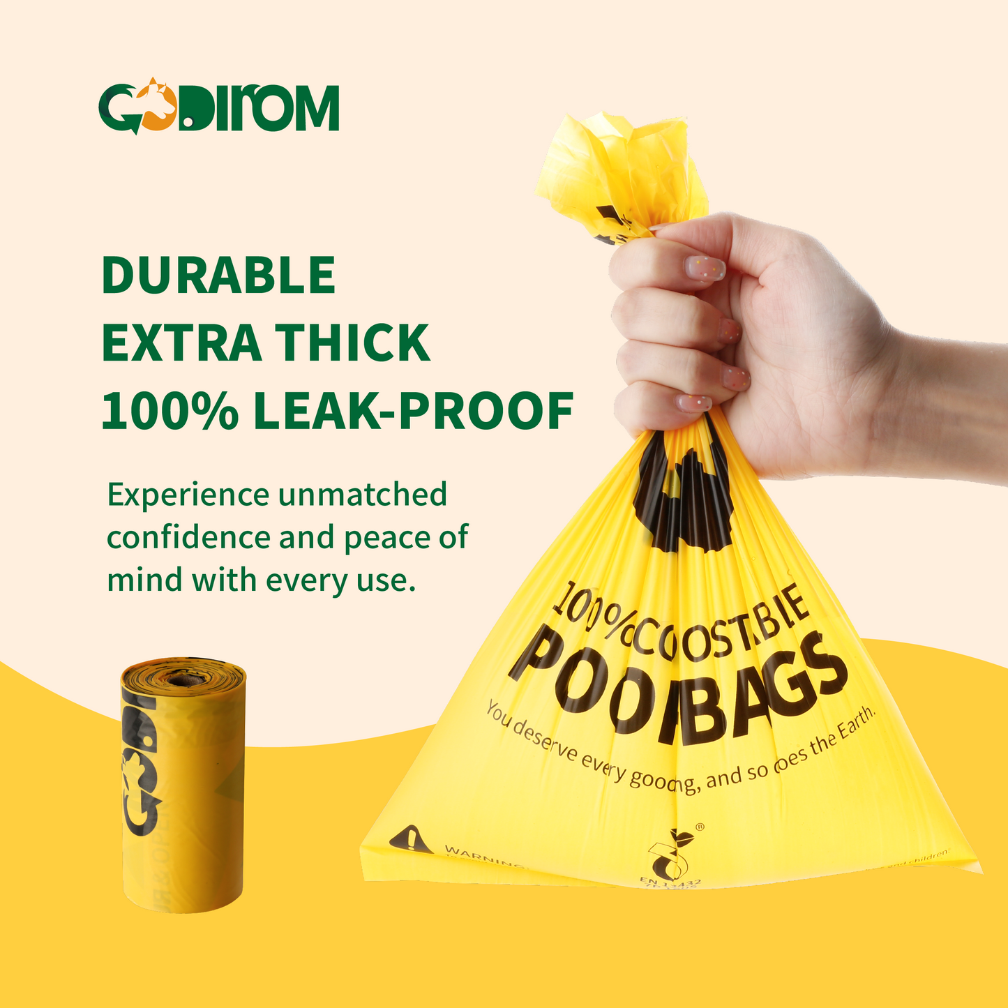 NEW Certified 100% Compostable Poop Bags | 120 bags | Maize Yellow