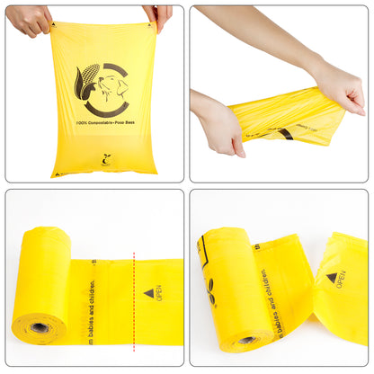 Certified Compostable Dog Poop Bags| 120 bags | Maize Yellow