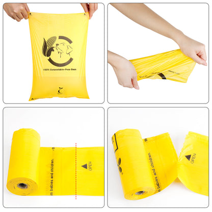 Certified Compostable Dog Poop Bags| 270 bags | Maize Yellow