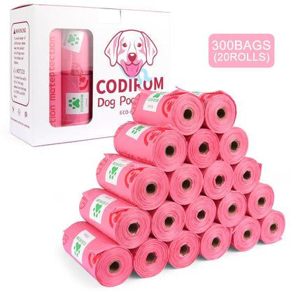 Biodegradable Eco-Friendly Dog Poop Bags 300 Counts 20 Rolls-PINK