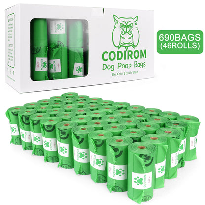 Biodegradable Eco-Friendly Dog Poop Bags 690 Counts 46 Rolls-GREEN