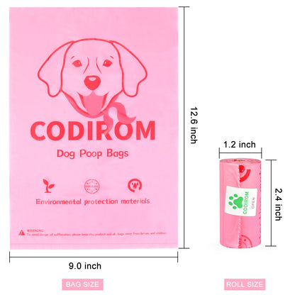 Biodegradable Eco-Friendly Dog Poop Bags 300 Counts 20 Rolls-PINK