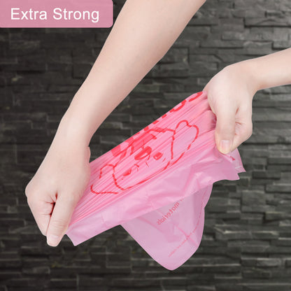 Biodegradable Eco-Friendly Dog Poop Bags 300 Counts 20 Rolls-PINK