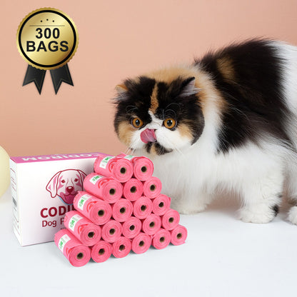 Biodegradable Eco-Friendly Dog Poop Bags 300 Counts 20 Rolls-PINK