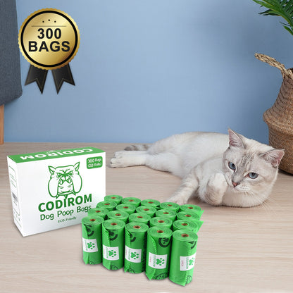 Biodegradable Dog Poop Bags 300 Counts 20 Rolls-GREEN