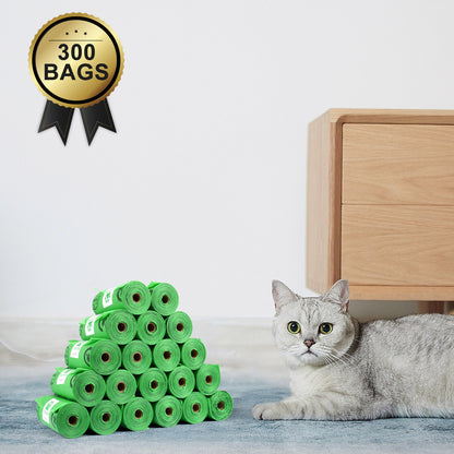 Biodegradable Dog Poop Bags 300 Counts 20 Rolls-GREEN