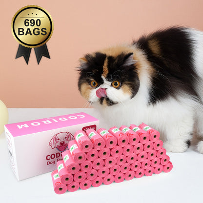 Biodegradable Eco-Friendly Dog Poop Bags 690 Counts 46 Rolls-PINK