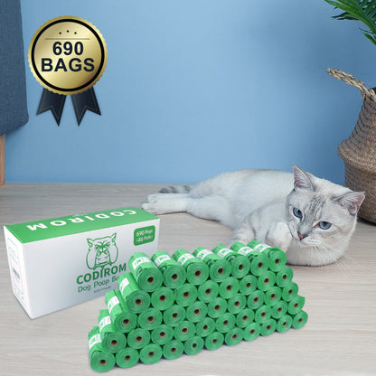 Biodegradable Eco-Friendly Dog Poop Bags 690 Counts 46 Rolls-GREEN