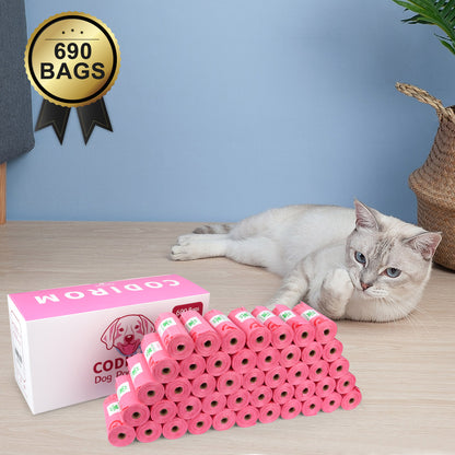 Biodegradable Eco-Friendly Dog Poop Bags 690 Counts 46 Rolls-PINK